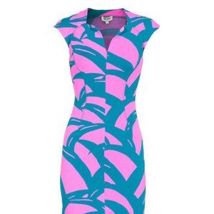 Kenzo Palm Bodycon Neon Pink Blue Scuba Dress